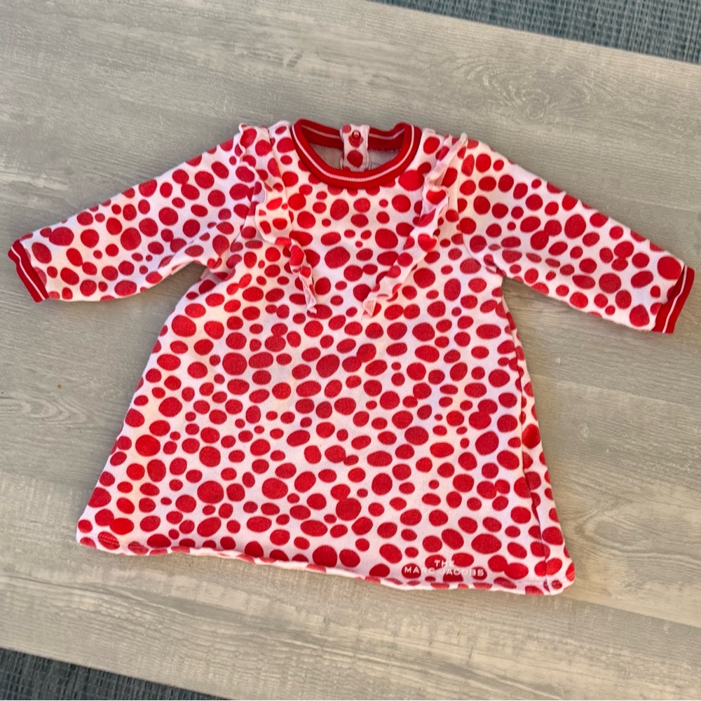 Marc Jacobs 9 month old designer baby girl infant long sleeve polka dot dress